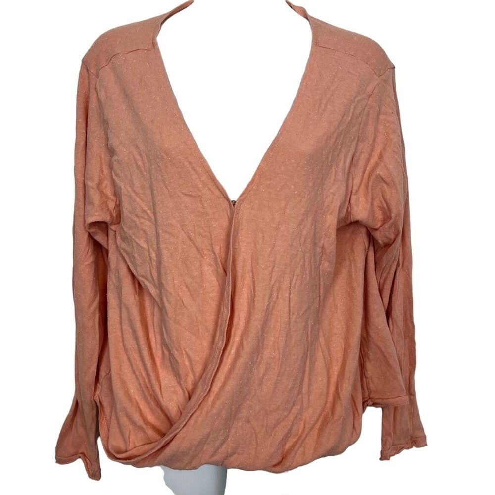 OUT FROM UNDER URBAN OUTFITTERS Pink Blouson Knit V-Neck Long Sleeve Top Shirt L